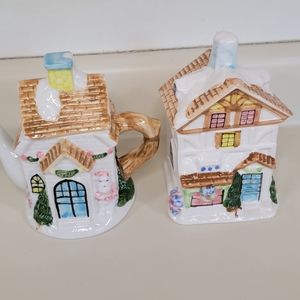 Vintage Houston Harvest Christmas Teapot and Sugar Canister